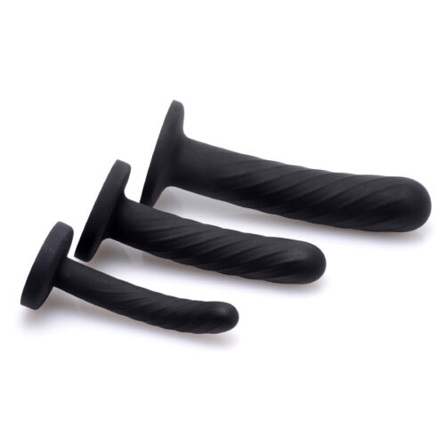 Trinity Strap-On Silicone 3 Piece Dildo Set – Black